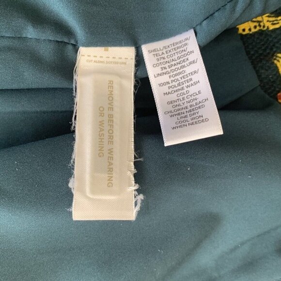 Loft Hunter Green Floral Textured Pencil Skirt Size 4 Pockets Cotton Lined - Picture 11 of 11